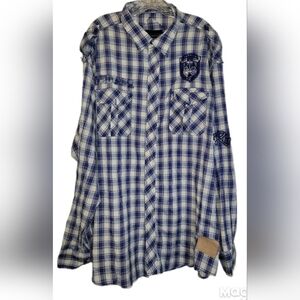 Red Ape Authentic Premium Western LS Men's 5X Embroidered Plaid Roll Tab Shirt